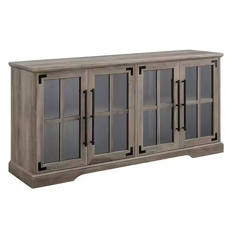 Tv Stands & Media Consoles-Kirklands Home Wash Window 4-Door TV Stand Gray