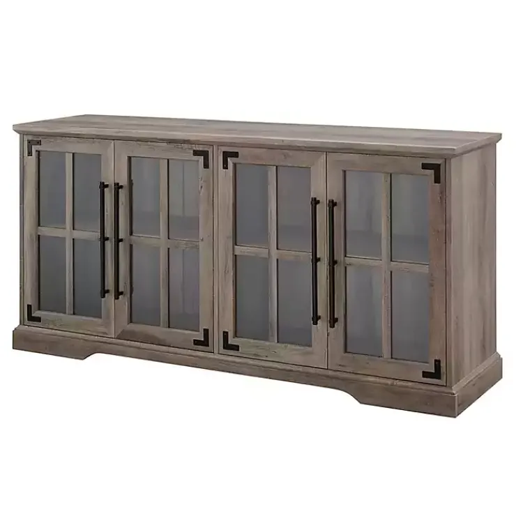 Tv Stands & Media Consoles-Kirklands Home Wash Window 4-Door TV Stand Gray