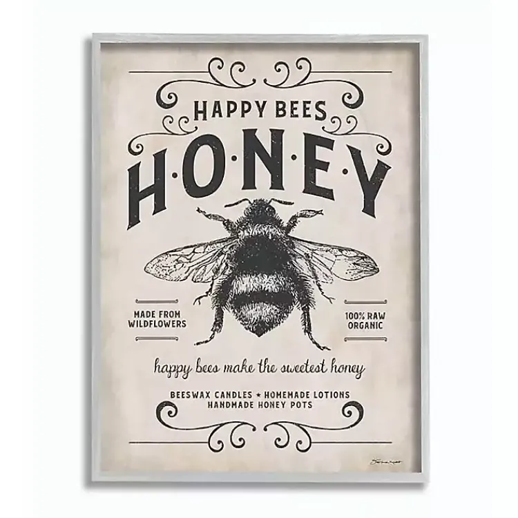 Wall Quotes & Signs-Kirklands Home Vintage Honey Bee Framed Wall Plaque Ivory