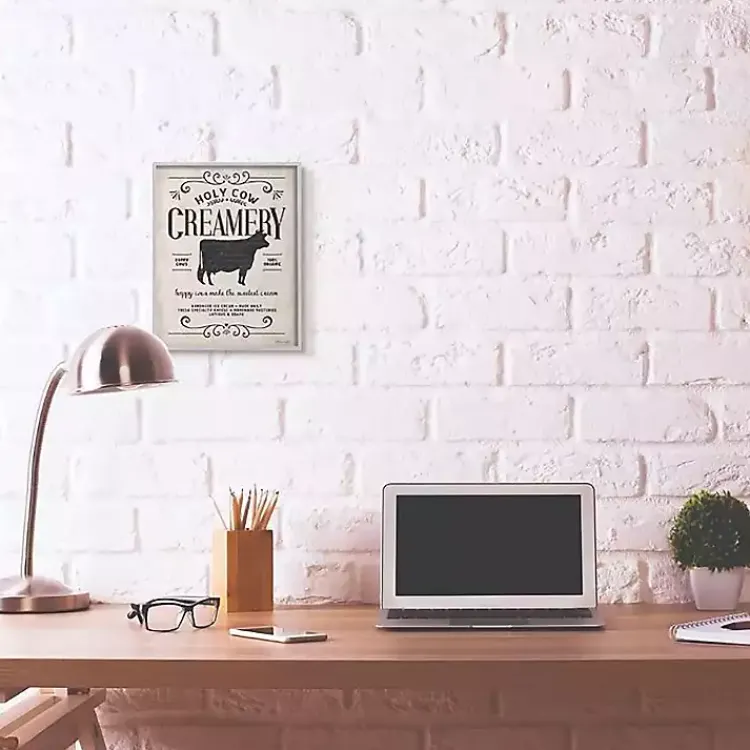 Wall Quotes & Signs-Kirklands Home Vintage Creamery Cow Framed Wall Plaque Ivory