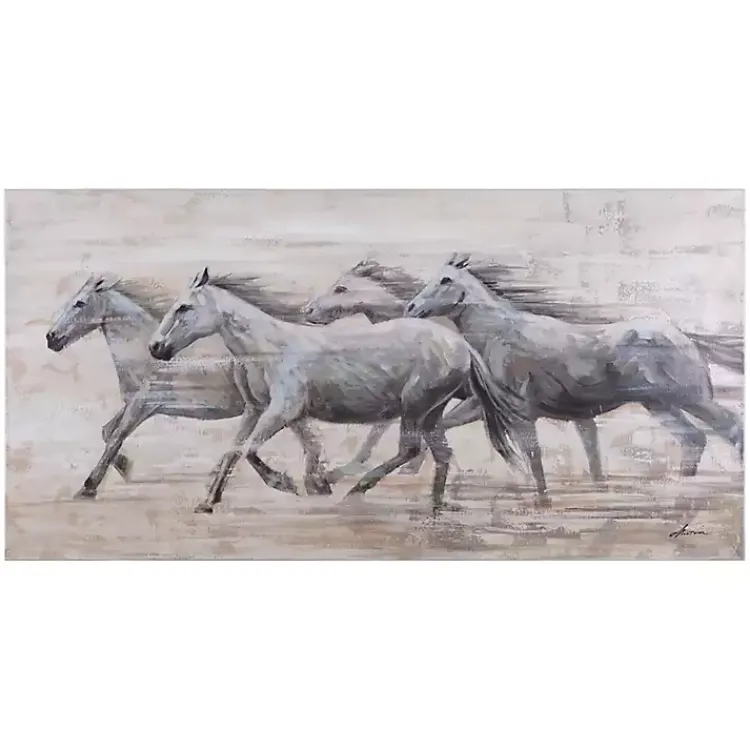 Canvas Art-Kirklands Home Wild Horses Canvas Art Print White