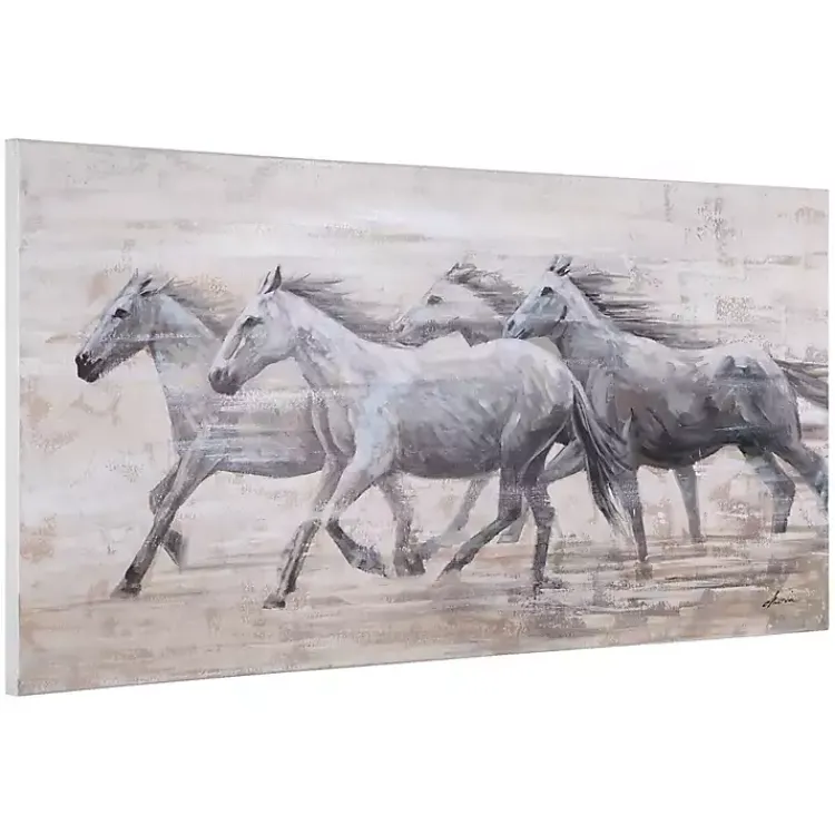 Canvas Art-Kirklands Home Wild Horses Canvas Art Print White