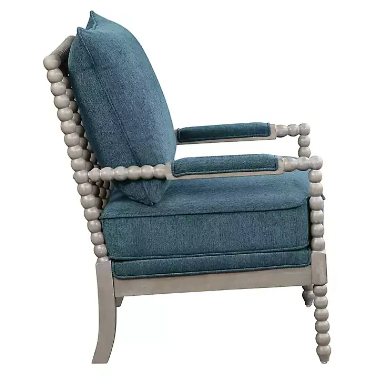 Accent Chairs-Kirklands Home Aegean Liam Turned Leg Accent Chair Blue