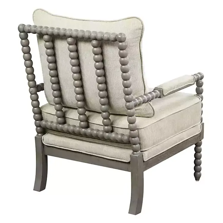 Accent Chairs-Kirklands Home Beige Liam Turned Leg Accent Chair Ivory