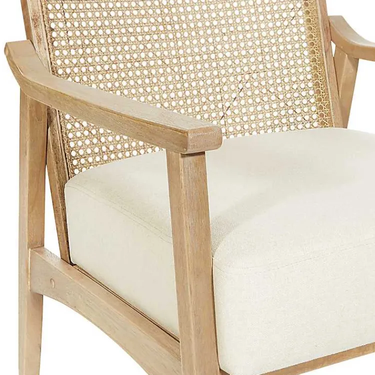 Accent Chairs-Kirklands Home Linen Wash Cane Back Alina Armchair Ivory