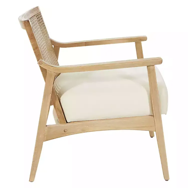 Accent Chairs-Kirklands Home Linen Wash Cane Back Alina Armchair Ivory