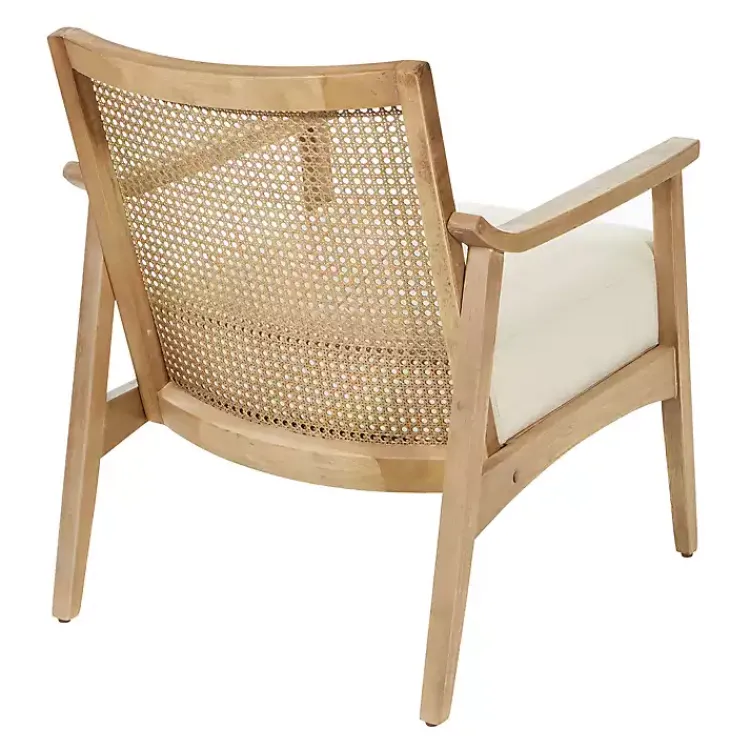 Accent Chairs-Kirklands Home Linen Wash Cane Back Alina Armchair Ivory