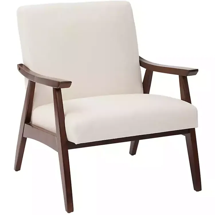 Accent Chairs-Kirklands Home Linen Mid-Century Desmond Accent Chair White
