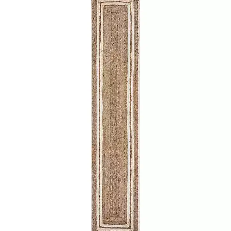 Table Linens-Kirklands Home Natural Bleached Bordered Jute Table Runner Brown