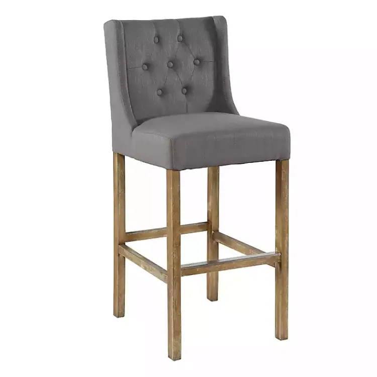 Bar Stools & Counter Height Stools-Kirklands Home Button Tufted Kia Barstool Gray