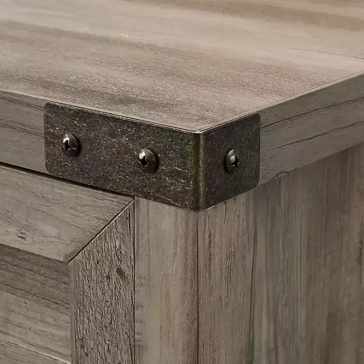 Cabinets & Sideboards-Kirklands Home Wash Wooden and Metal Barn Door Cabinet Gray