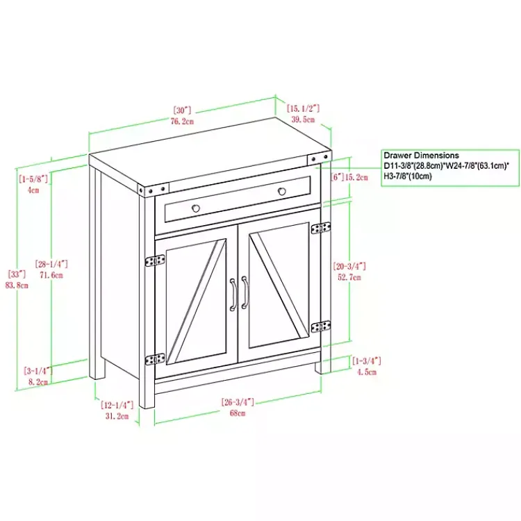 Cabinets & Sideboards-Kirklands Home Wash Wooden and Metal Barn Door Cabinet Gray