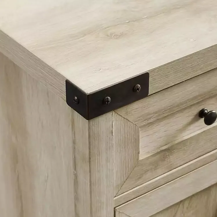 Cabinets & Sideboards-Kirklands Home Oak Wash Wooden and Metal Barn Door Cabinet White