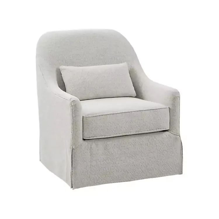 Accent Chairs-Kirklands Home Patterned Upholstered Swivel Glider Chair White
