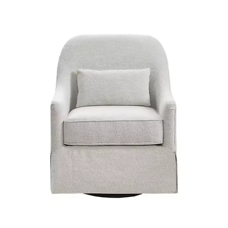 Accent Chairs-Kirklands Home Patterned Upholstered Swivel Glider Chair White