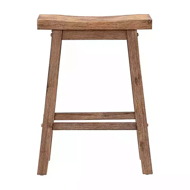 Bar Stools & Counter Height Stools-Kirklands Home Wooden Saddle Seat Counter Stool Brown