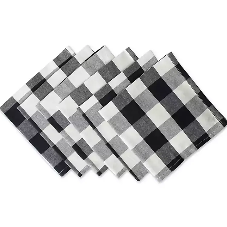 Table Linens-Kirklands Home and White Buffalo Check Napkins, Set of 6 Black