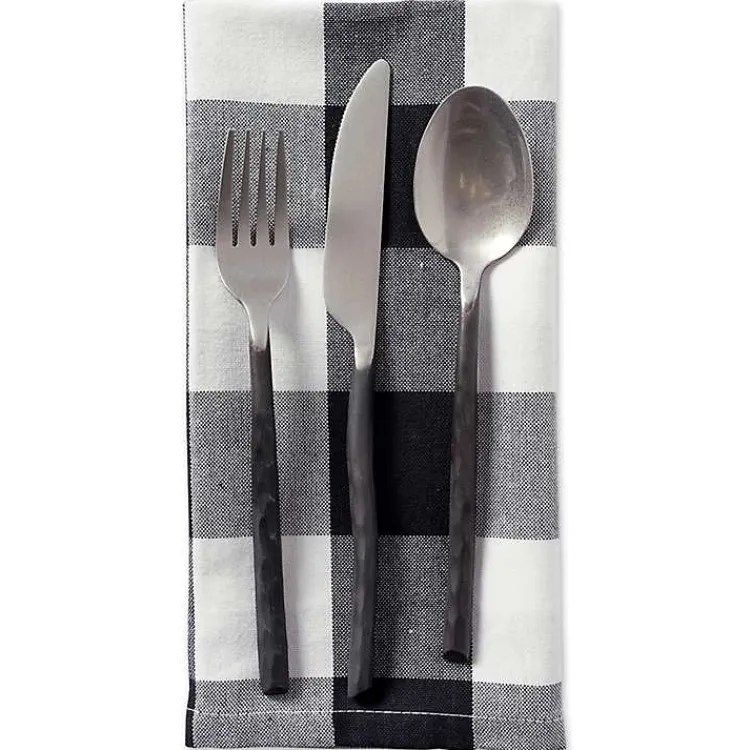 Table Linens-Kirklands Home and White Buffalo Check Napkins, Set of 6 Black