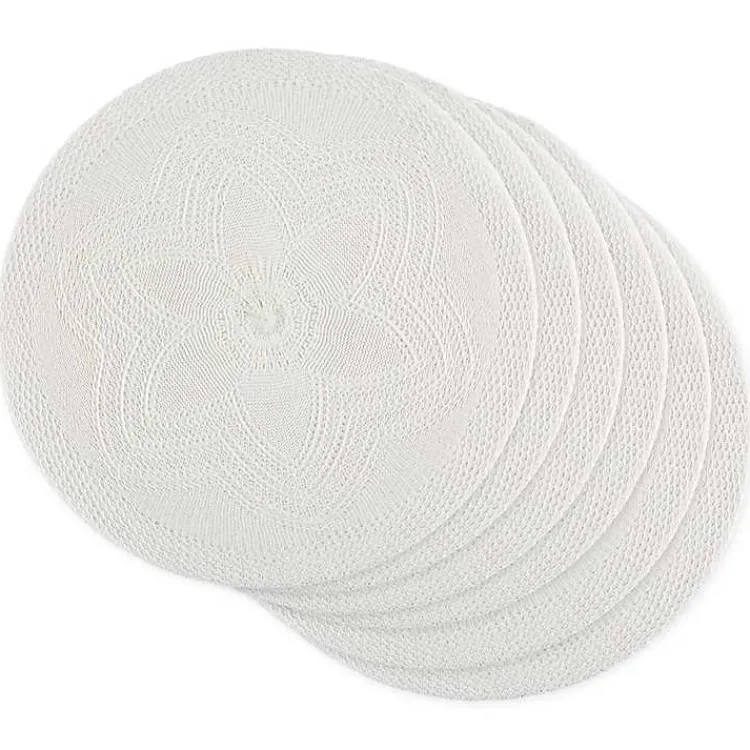 Table Linens-Kirklands Home Woven Round Placemats, Set of 6 White