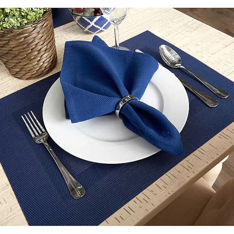 Table Linens-Kirklands Home Nautical Double Frame Placemats, Set of 6 Blue