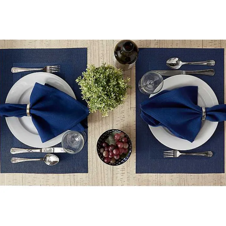 Table Linens-Kirklands Home Nautical Double Frame Placemats, Set of 6 Blue