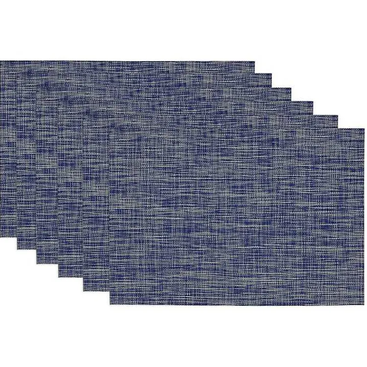 Table Linens-Kirklands Home Tweed Placemats, Set of 6 Blue