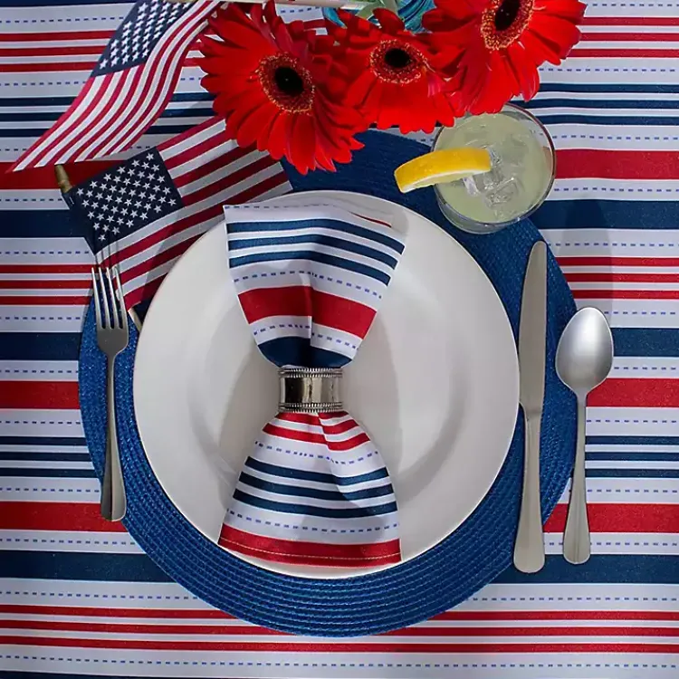 Table Linens-Kirklands Home Nautical Solid Round Placemats, Set of 6 Blue