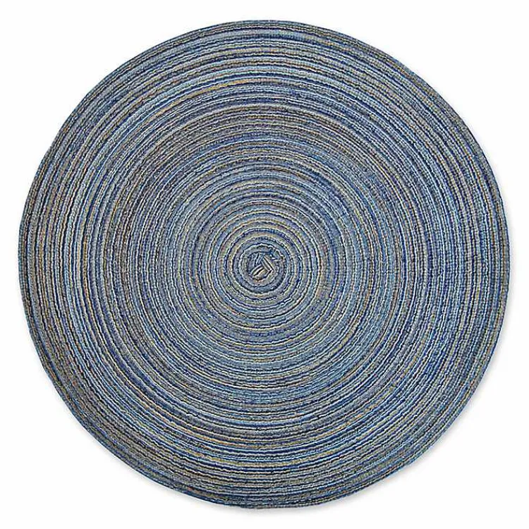 Table Linens-Kirklands Home Variegated Round Placemats, Set of 6 Blue