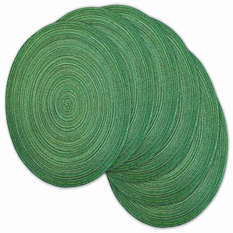 Table Linens-Kirklands Home Variegated Round Placemats, Set of 6 Green