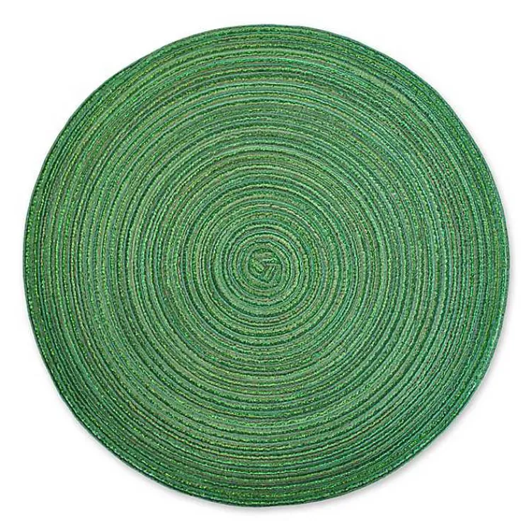 Table Linens-Kirklands Home Variegated Round Placemats, Set of 6 Green