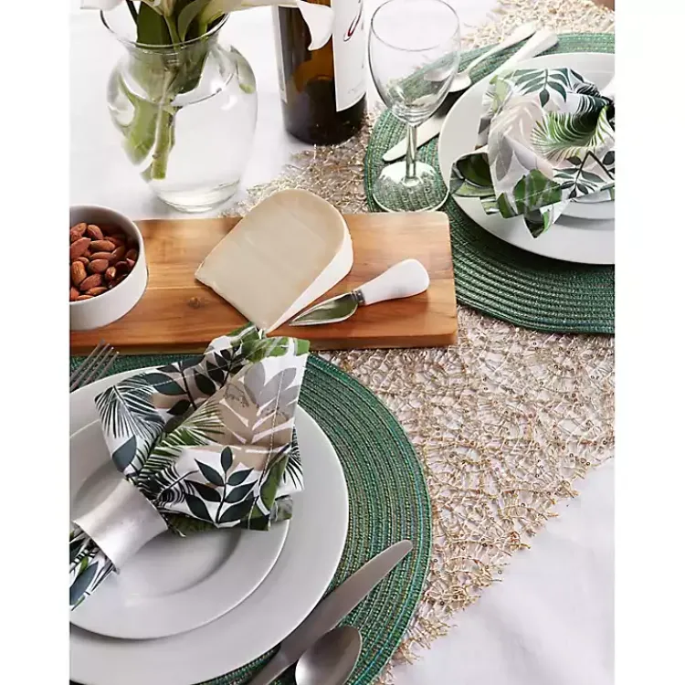 Table Linens-Kirklands Home Variegated Round Placemats, Set of 6 Green