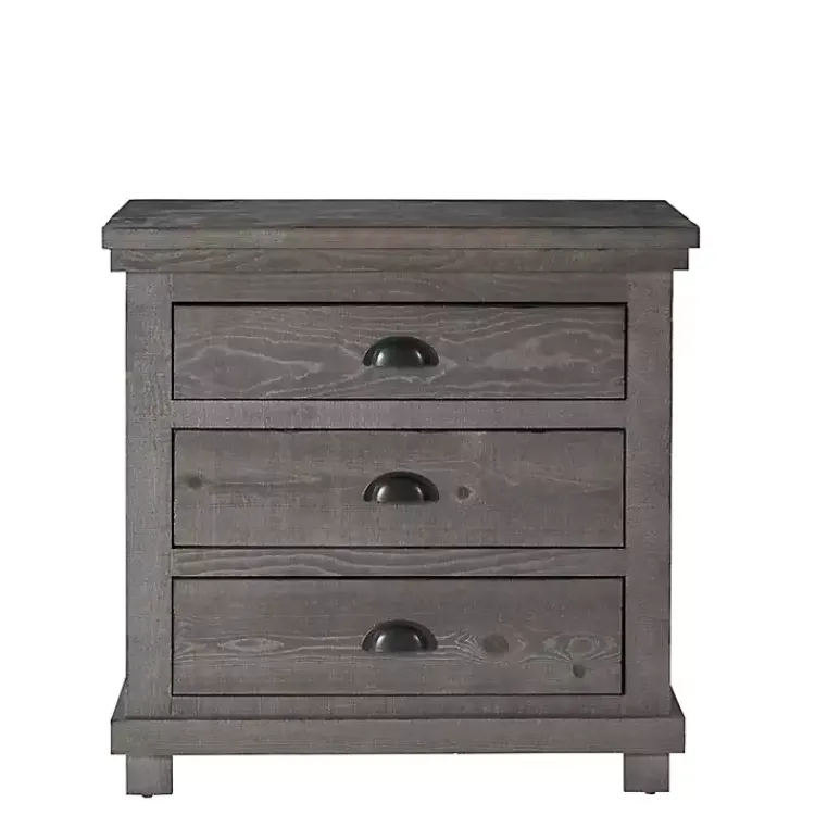 Nightstands-Kirklands Home Distressed Dark Wooden Willow Nightstand Gray