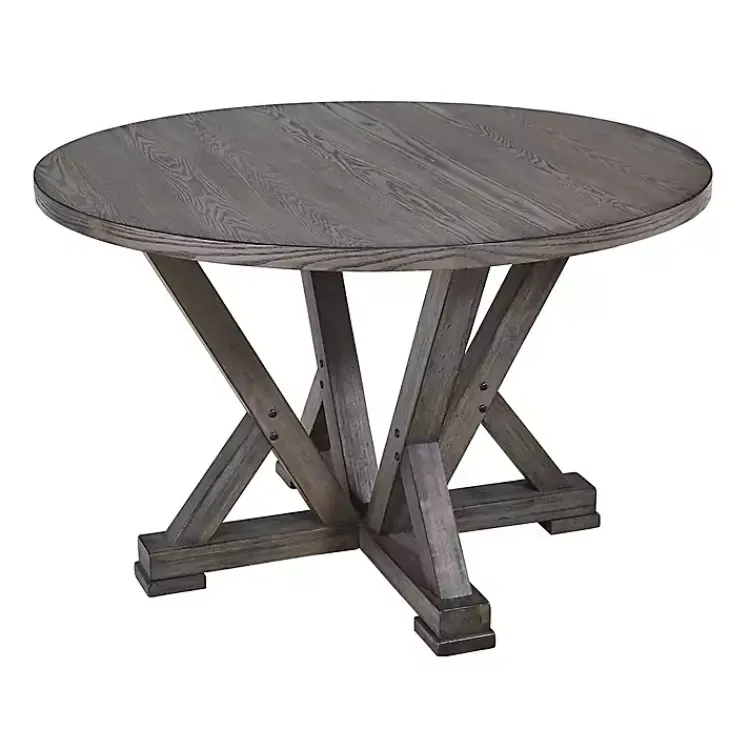 Dining Tables-Kirklands Home Gray Wooden Fiji Round Dining Table