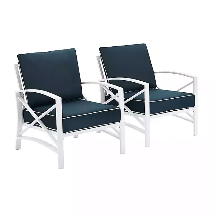 Outdoor Seating-Kirklands Home Navy and White Dayton Outdoor Chairs, Set of 2 Blue