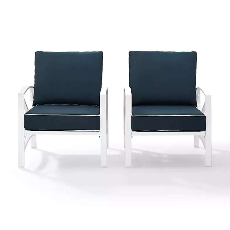 Outdoor Seating-Kirklands Home Navy and White Dayton Outdoor Chairs, Set of 2 Blue