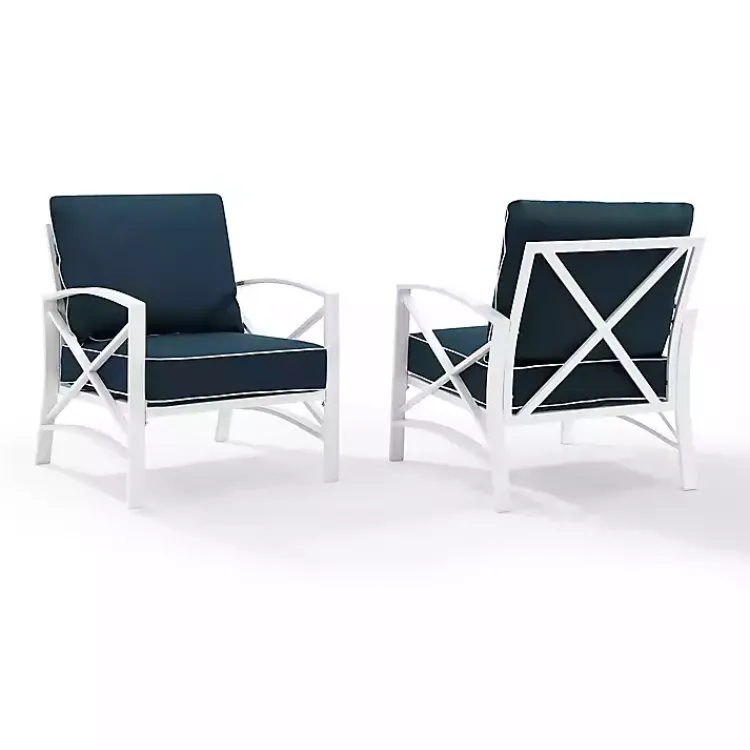 Outdoor Seating-Kirklands Home Navy and White Dayton Outdoor Chairs, Set of 2 Blue