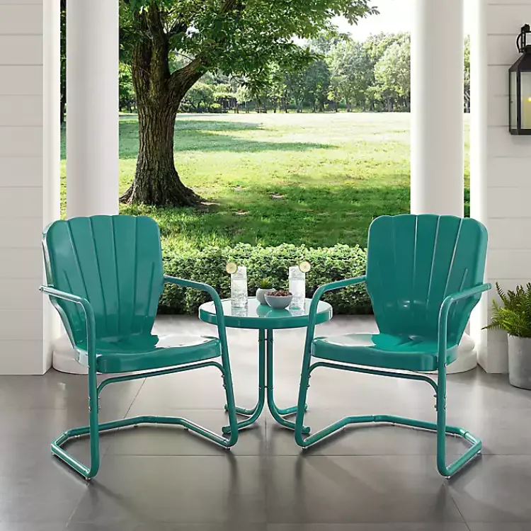 Outdoor Sets-Kirklands Home Teal Metal Ridgeland 3-pc. Chat Set Green