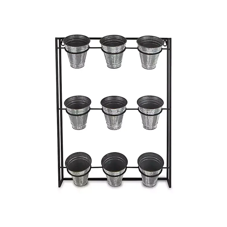 Planters-Kirklands Home Galvanized Wall Holder Planter Silver