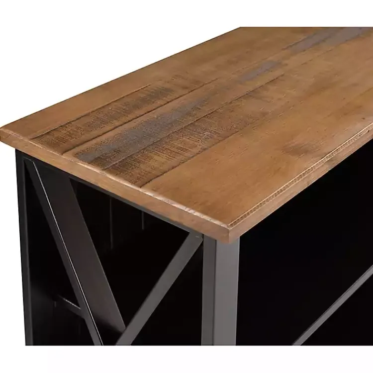 Console Tables-Kirklands Home Black and Rustic Oak Wood Farmhouse Console Table