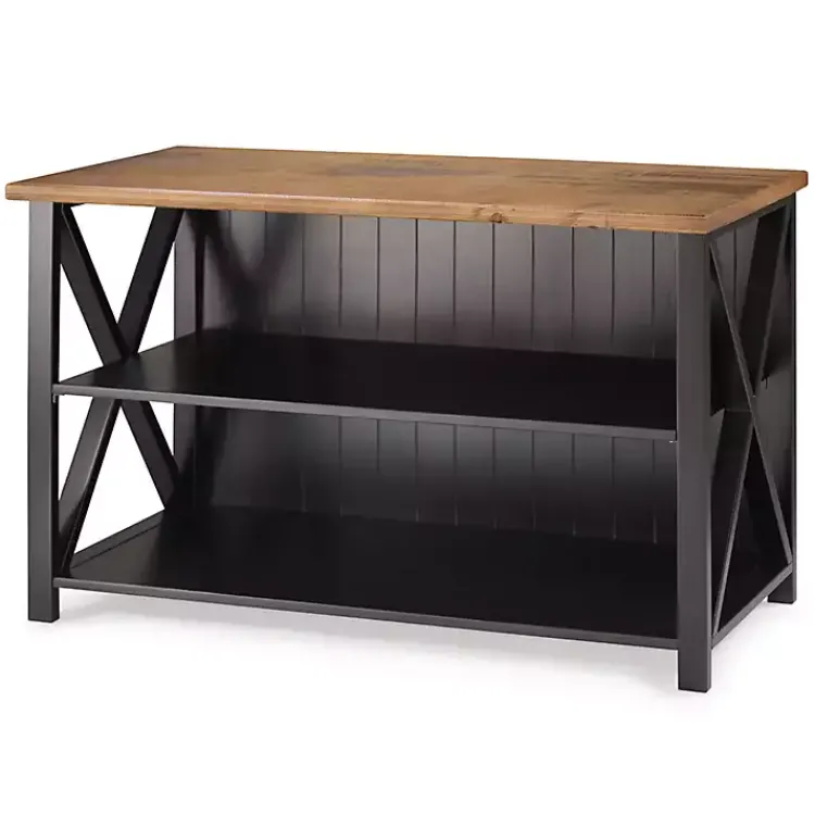 Console Tables-Kirklands Home Black and Rustic Oak Wood Farmhouse Console Table