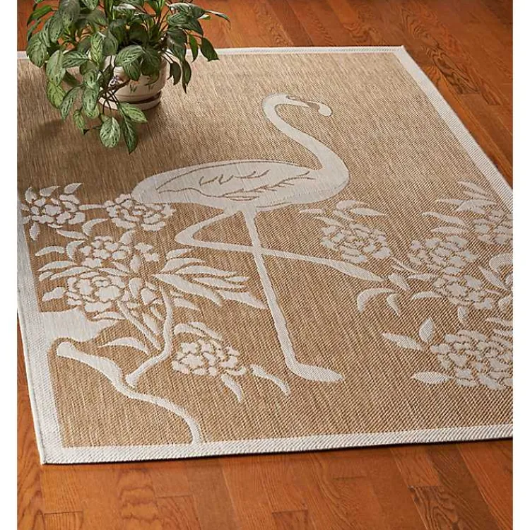 Outdoor Rugs-Kirklands Home Natural Flamingo Indoor/Outdoor Area Rug, 5x7