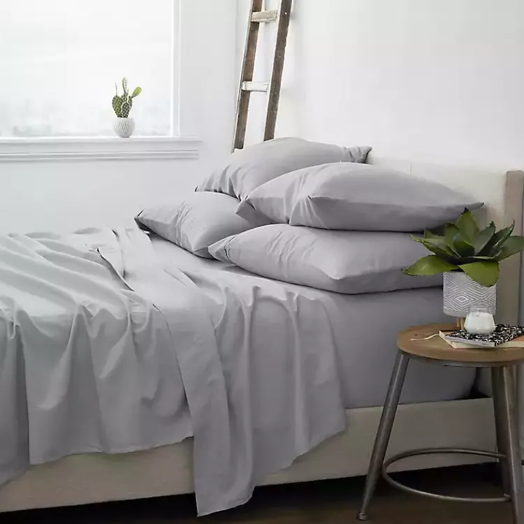 Bed Sheets-Kirklands Home Light Ultra Soft 6-pc. Queen Sheet Set Gray