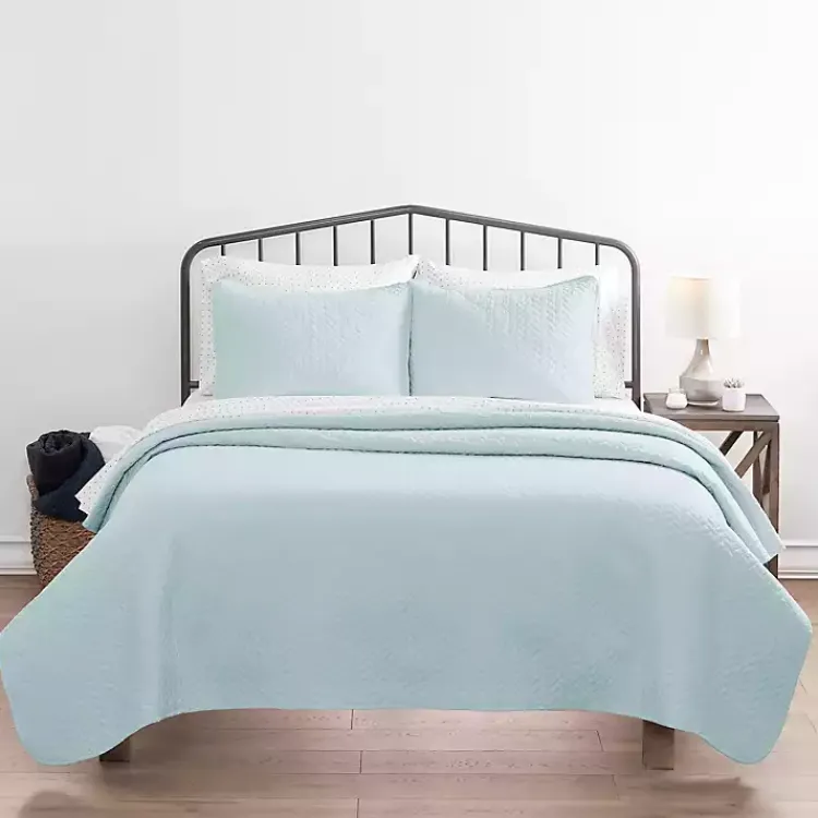 Bedspreads & Coverlets-Kirklands Home Pale Herring 3-pc. King Quilted Coverlet Set Blue