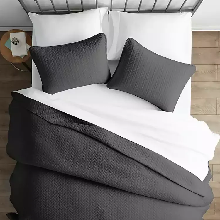 Bedspreads & Coverlets-Kirklands Home Herring 3-pc. Queen Quilted Coverlet Set Gray