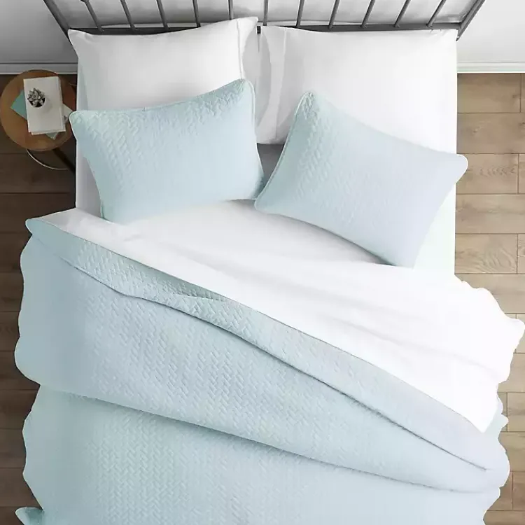 Bedspreads & Coverlets-Kirklands Home Pale Herring 3-pc. Twin Quilted Coverlet Set Blue