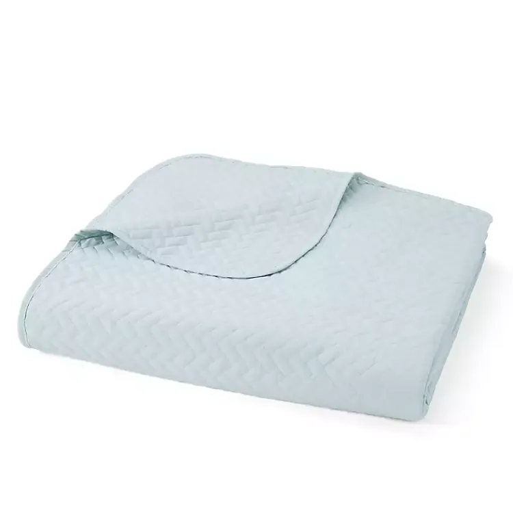 Bedspreads & Coverlets-Kirklands Home Pale Herring 3-pc. Twin Quilted Coverlet Set Blue