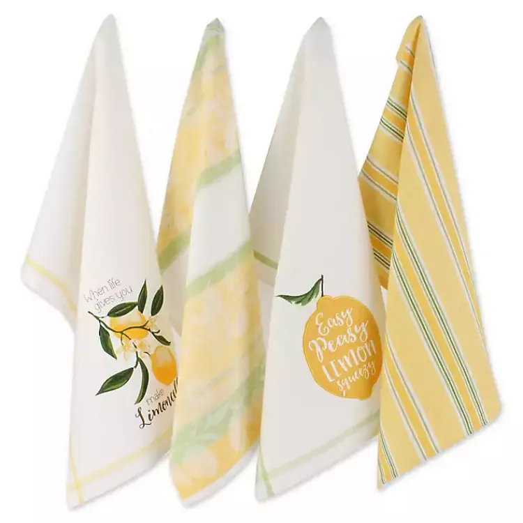 Kitchen Accessories-Kirklands Home Lemon Bliss Printed Kitchen Towels, Set of 4
