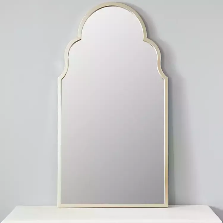 Decorative Mirrors-Kirklands Home Champagne Maria Metal Arch Mirror Gold