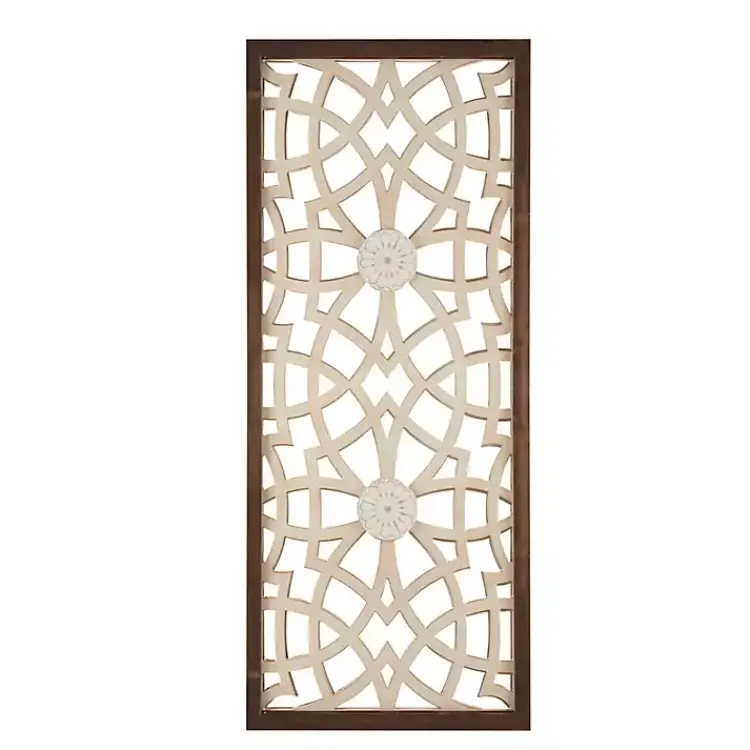 Wall Plaques-Kirklands Home Natural Carved Damask Wooden Wall Plaque Tan
