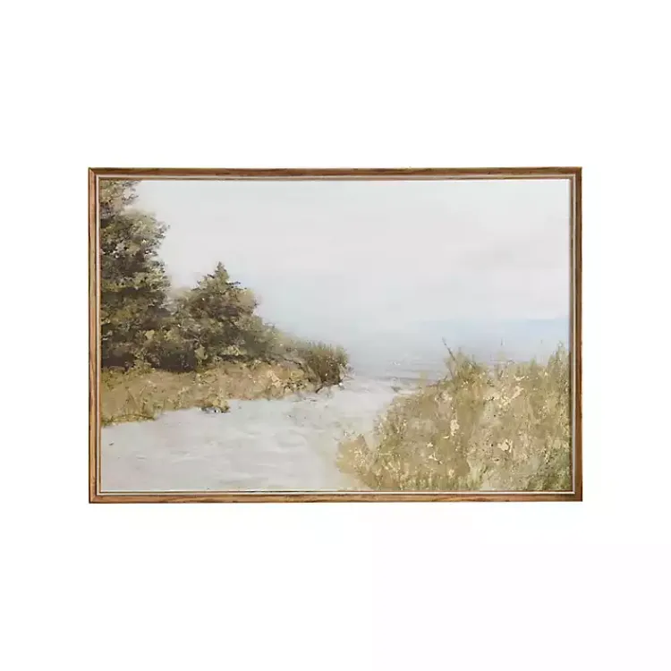 Canvas Art-Kirklands Home Martha Stewart Lake Walk Framed Canvas Art Print Tan